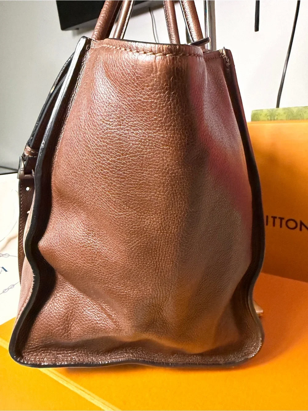 Authentic Prada Twin Pocket Brown Leather Tote Shoulder Bag + COA